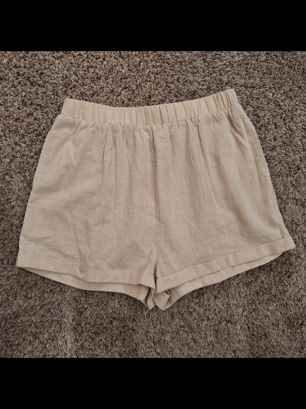 SNDYS Everyday Tan 100% Cotton Elastic Waist Shorts - Size M